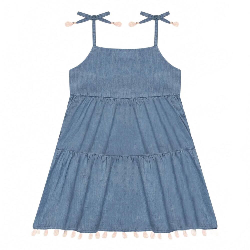 NEW SAMMY + NAT girl's chambray ali dress in blue